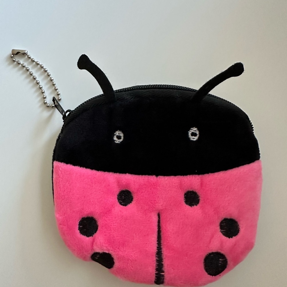 Pink and Black Ladybug Coin Purse